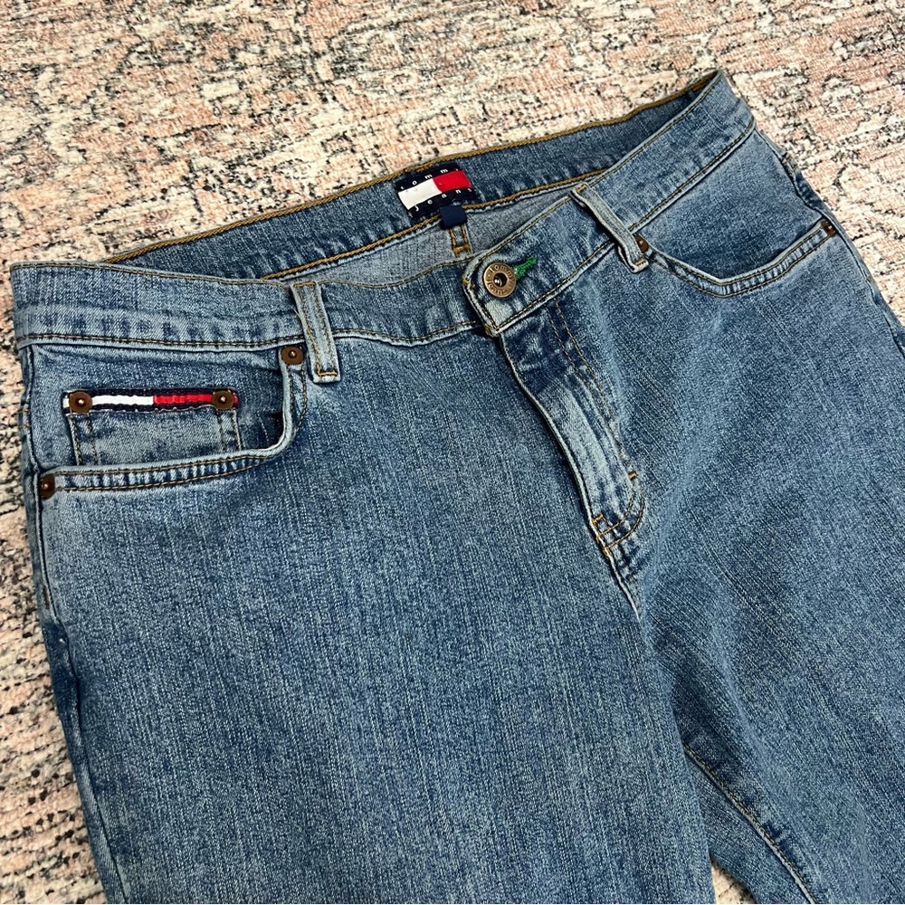 Vintage Y2K Tommy Hilfiger Super Low Rise Flare Stretch Jeans Womens Size 13 - Picture 8 of 15
